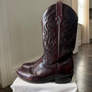 Dan Post Leather Western Cowboy Boots Burgundy Mens Size 9.5 D‎ Style 2112